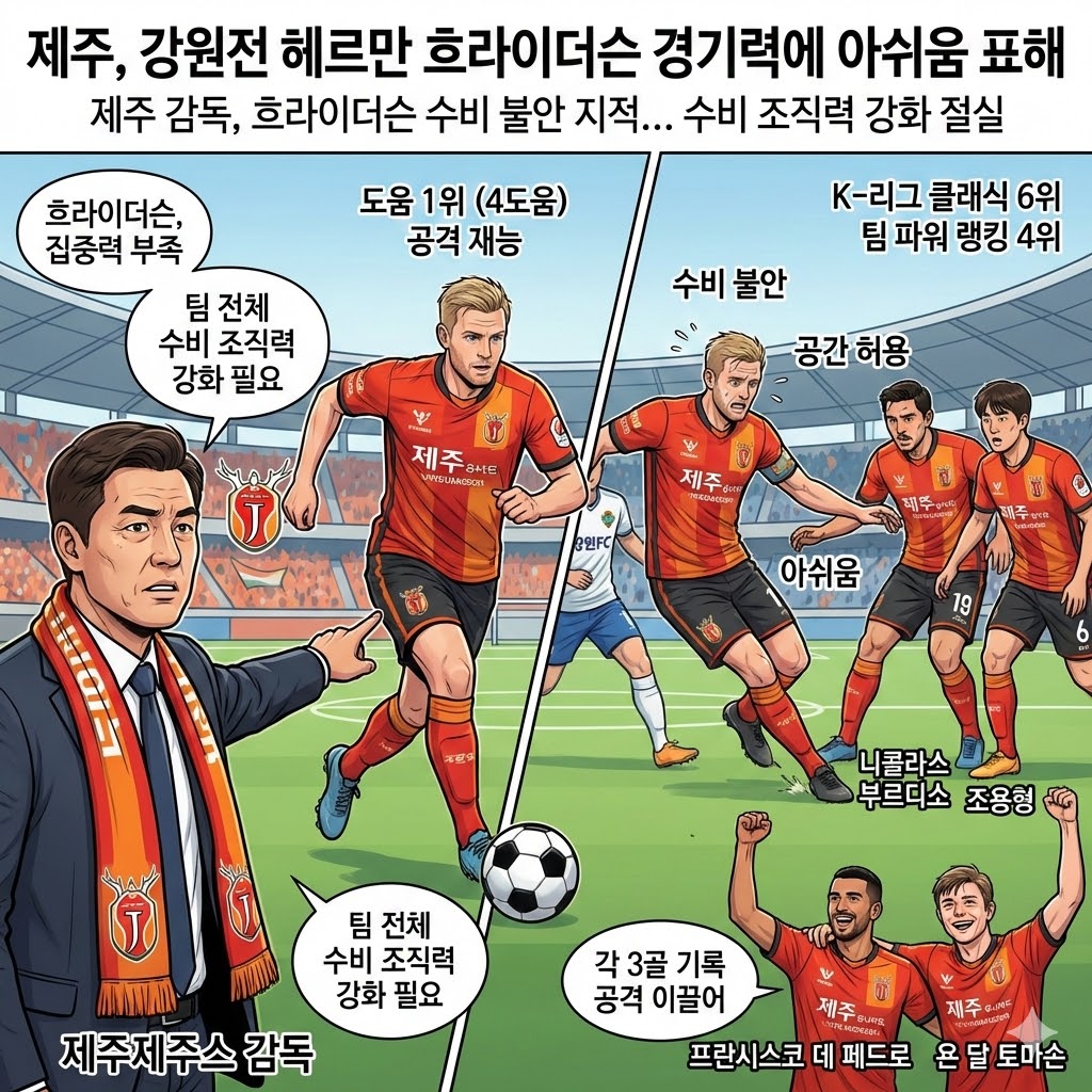 제주 감독 [,] 흐라이더슨 경기력에 쓴소리, 왜?